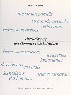 cover image of Chefs-d'œuvre des hommes et de la nature